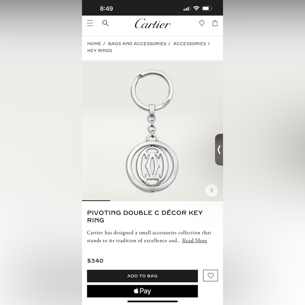 Cartier stainless steel pivoting Double C key ring - Picture 9 of 9